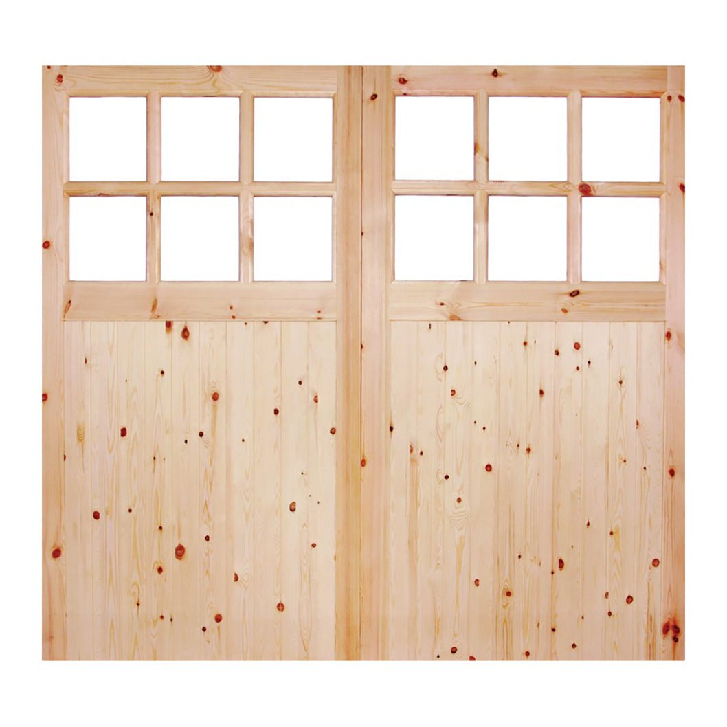 LPD Doors Redwood 301 Glazed Garage Door Pair - JJ Building Materials