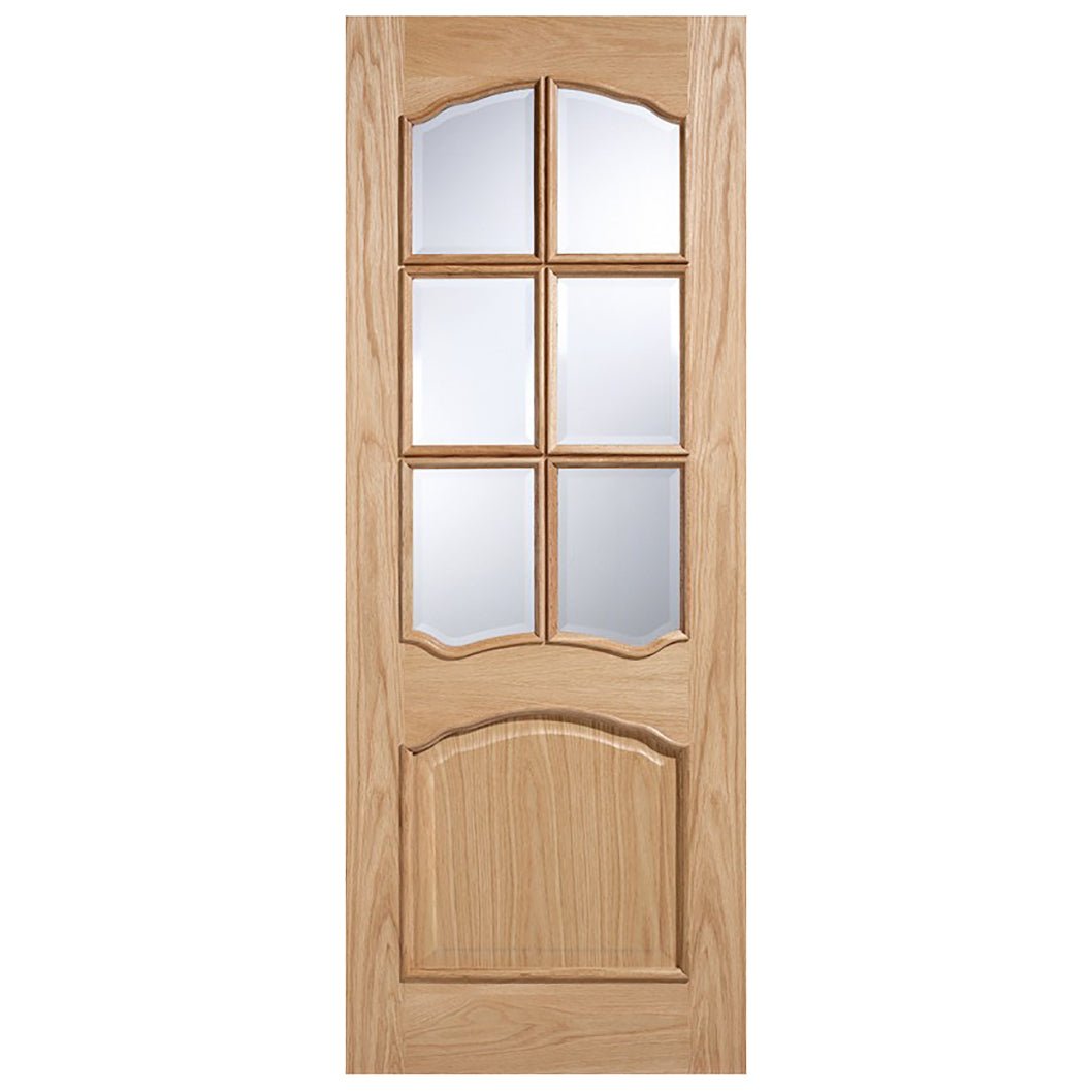 LPD Doors Riviera Oak RM2S Glazed Clear Bevelled Glass Internal Door - JJ Building Materials