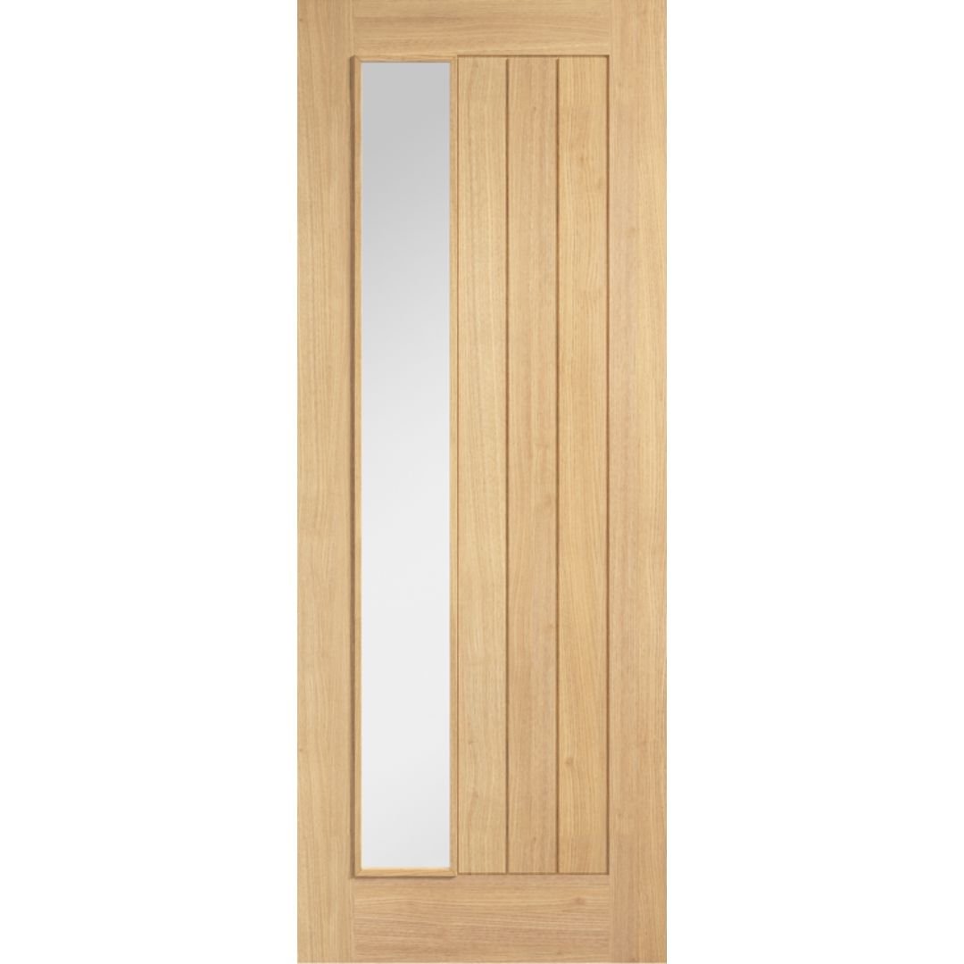 LPD Doors Unfinished 35mm Oak Belize Offset With Clear Glass Internal Door - JJ Building Materials