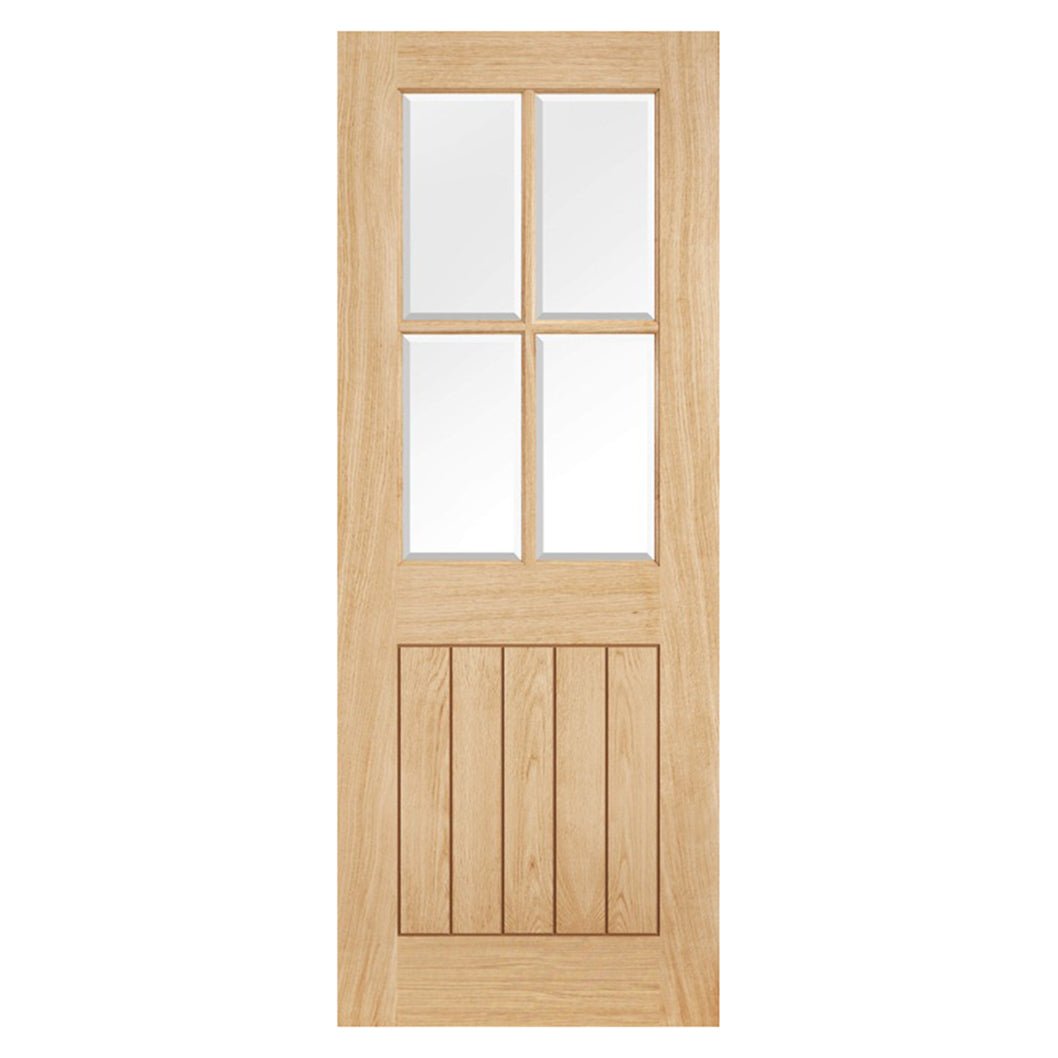 LPD Doors Unfinished Oak Belize 4 Light With Clear Bevelled Glass Internal Door - JJ Building Materials