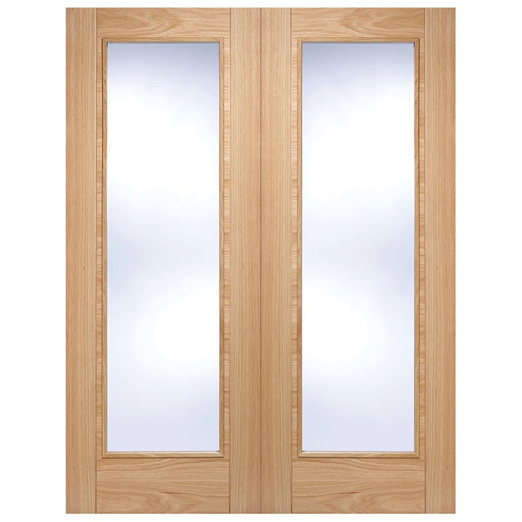 LPD Doors Vancouver Oak Pre-Finished Clear Glass Door Pair - JJ Building Materials