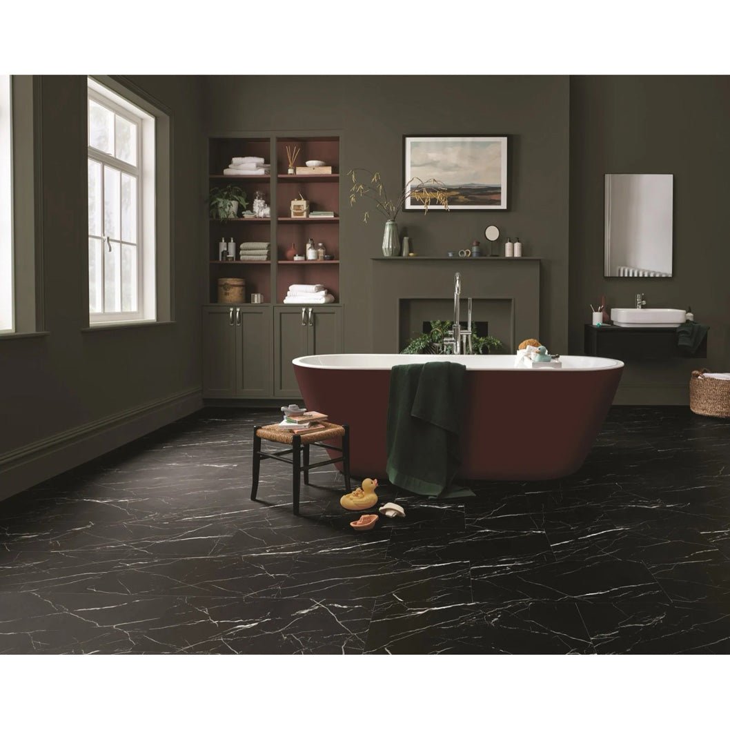 Luvanto LVT Flooring Black Marble Deep Emboss Bevelled Edge Premium Click Plus Stone 305x610x5mm Pack Size - 1.67m2 - JJ Building Materials