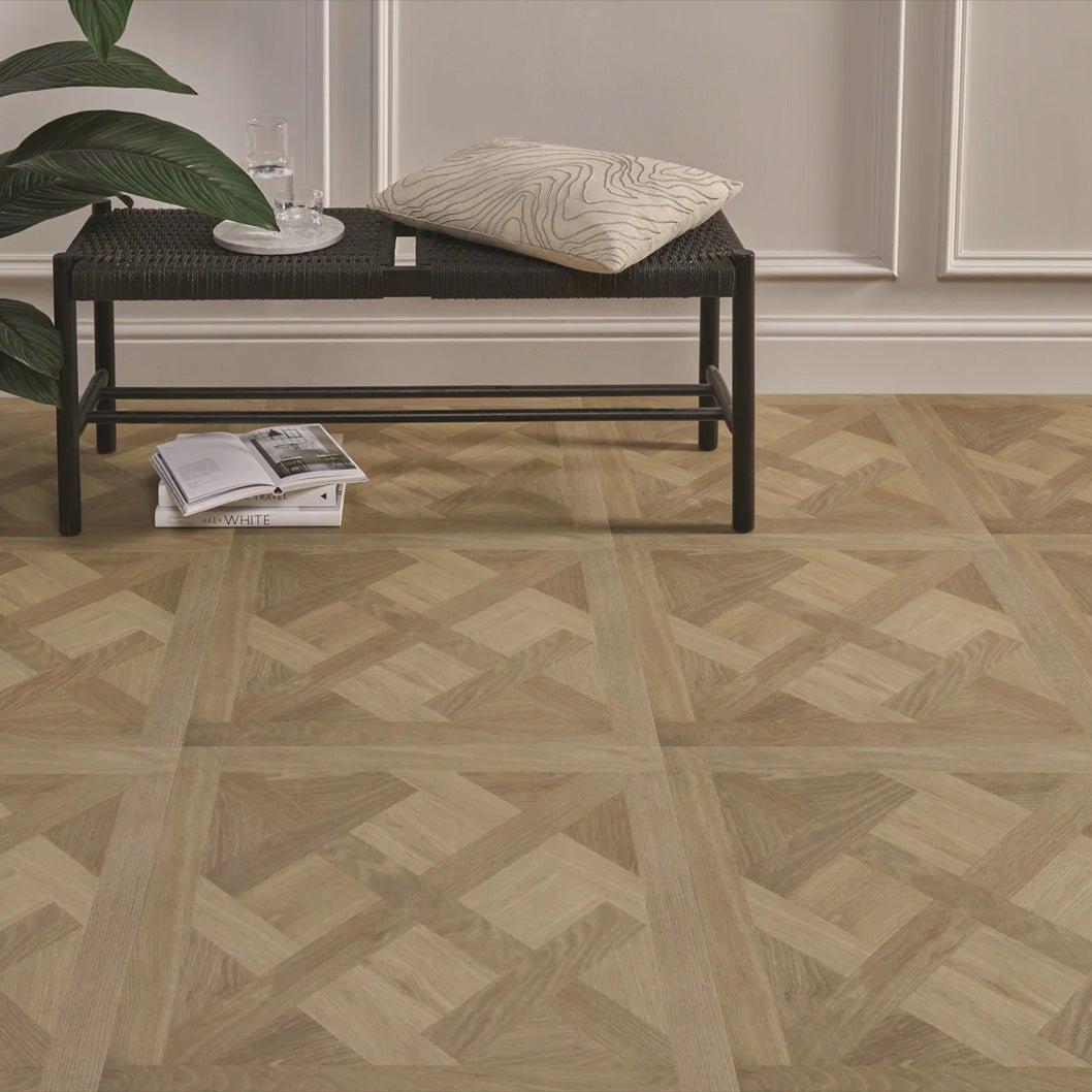 Luvanto LVT Flooring Deep Emboss Bevelled Edge Premium Click Plus Basketweave 600x600x6mm Pack Size - 2.16m2 - JJ Building Materials