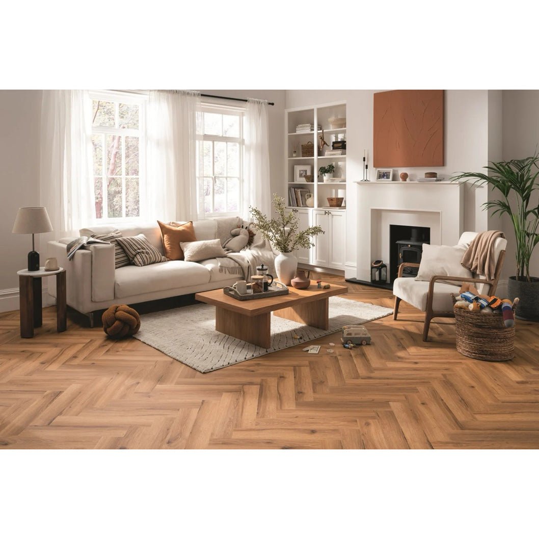 Luvanto LVT Flooring Deep Emboss Bevelled Edge Premium Design Contemporary Herringbone 107x534x2.5mm Pack Size - 2.28m2 - JJ Building Materials