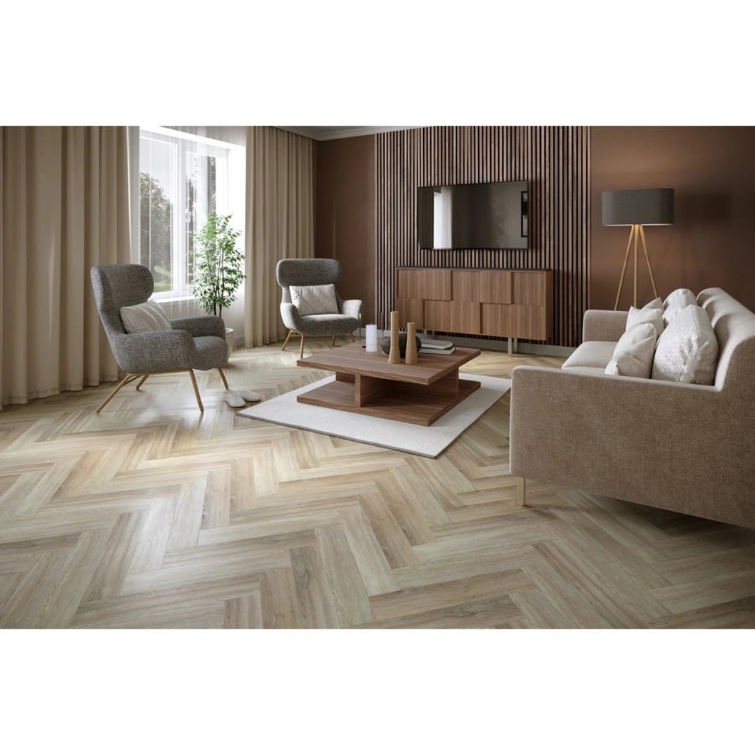 Luvanto LVT Flooring Deep Emboss Bevelled Edge Premium Design Contemporary Herringbone 107x534x2.5mm Pack Size - 2.28m2 - JJ Building Materials