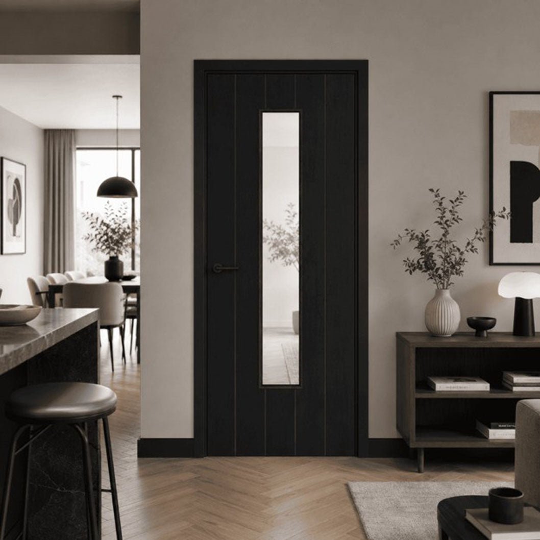 Mendes Black Laminate Killarney 1 Light Clear Glazed Door - JJ Building Materials