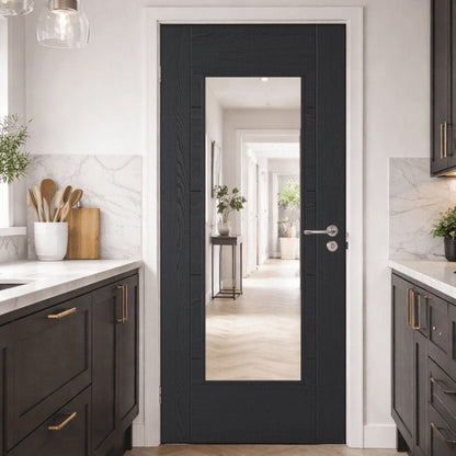 Mendes Black Oak Iseo 1 Light Clear Glazed Door - JJ Building Materials