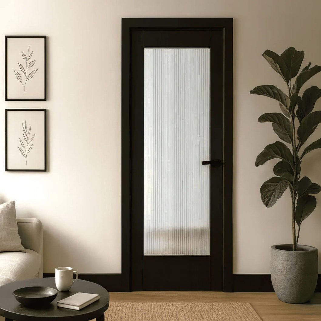Mendes Black Ravenna 1 Light Reeded Glass Door - JJ Building Materials