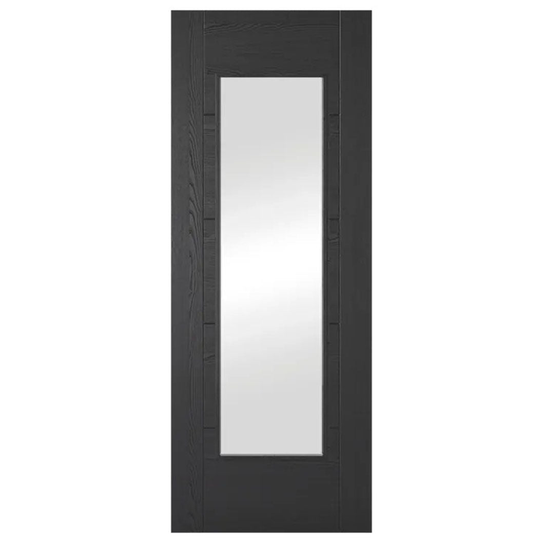 Mendes Laminate Black Iseo 1 Light Clear Glazed FD30 Door - JJ Building Materials