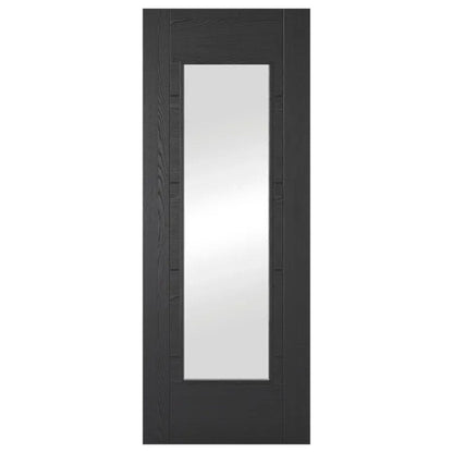 Mendes Laminate Black Iseo 1 Light Clear Glazed FD30 Door - JJ Building Materials