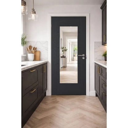 Mendes Laminate Black Iseo 1 Light Clear Glazed FD30 Door - JJ Building Materials