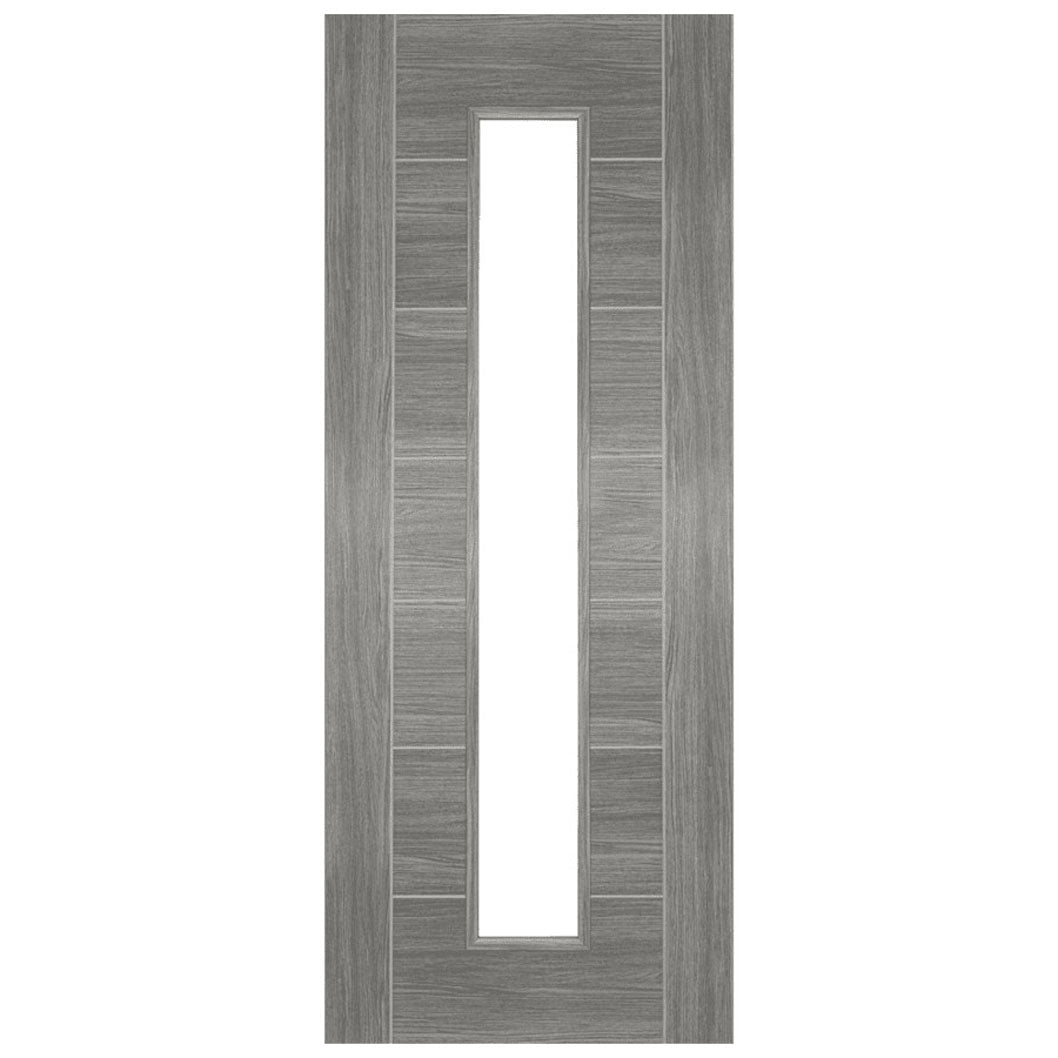 Mendes Laminate Grey Corsica 1 Light Clear Glazed FD30 Door - JJ Building Materials