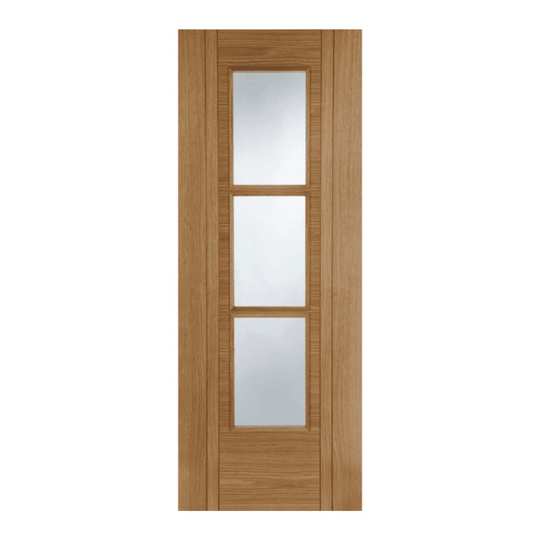 Mendes Oak Capri 3 Light Clear Glazed Semi Solid Prefinished Door - JJ Building Materials