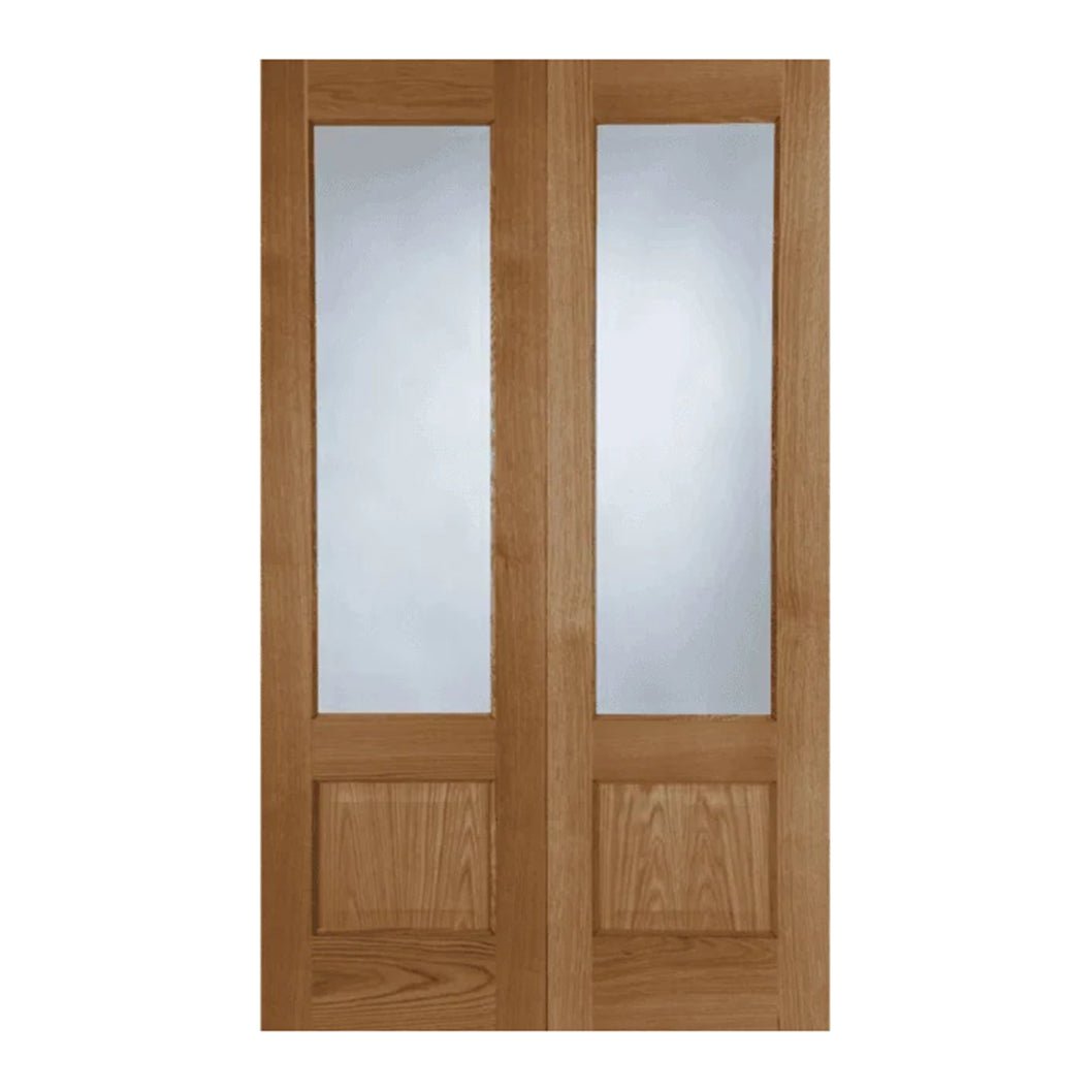 Mendes Oak Chiswick Clear Glazed Rebated (Rhpo) Pair Prefinished Door - JJ Building Materials