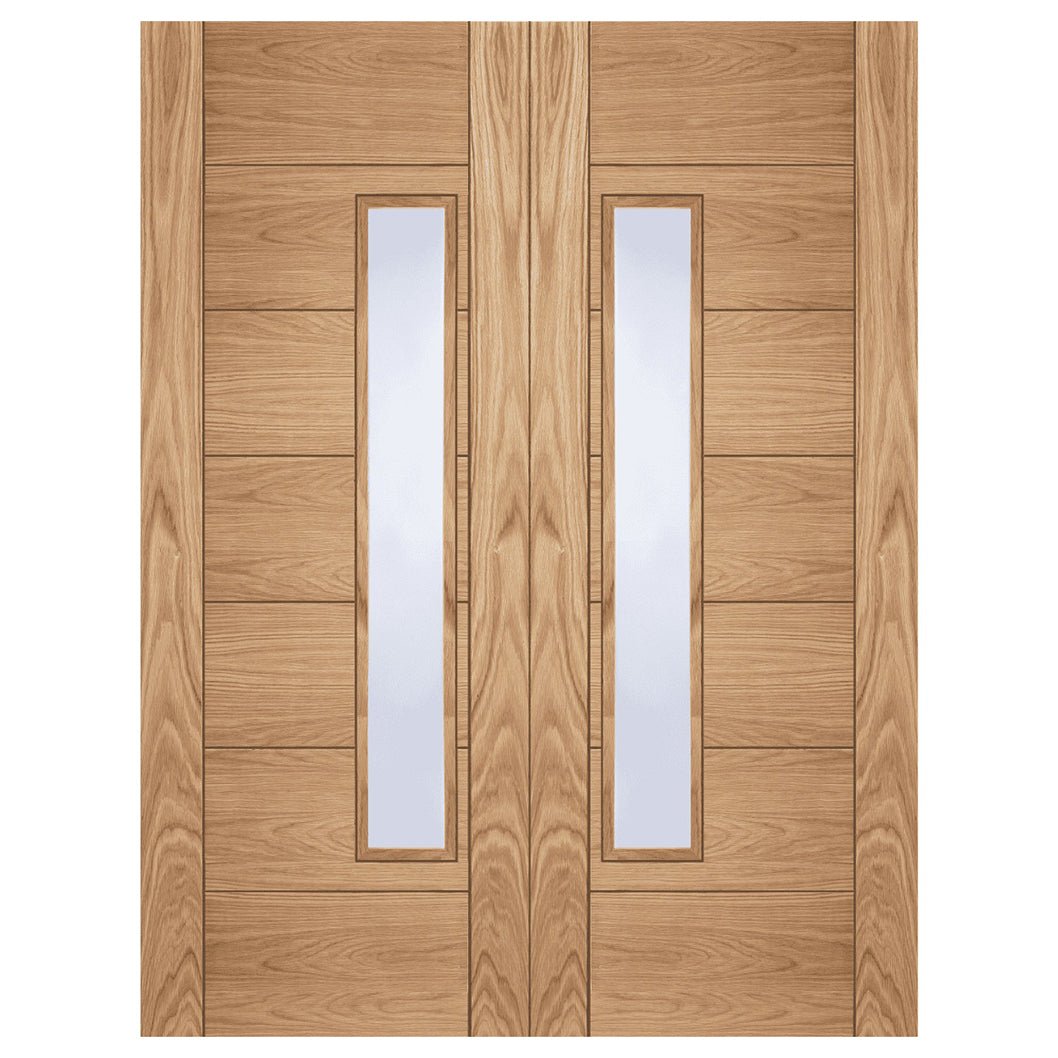 Mendes Oak Corsica 18G Obscure Glass Fd30 Prefinished Door - JJ Building Materials