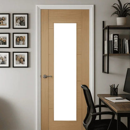 Mendes Oak Cotswold 1 Light Clear Glazed Prefinished Door - JJ Building Materials