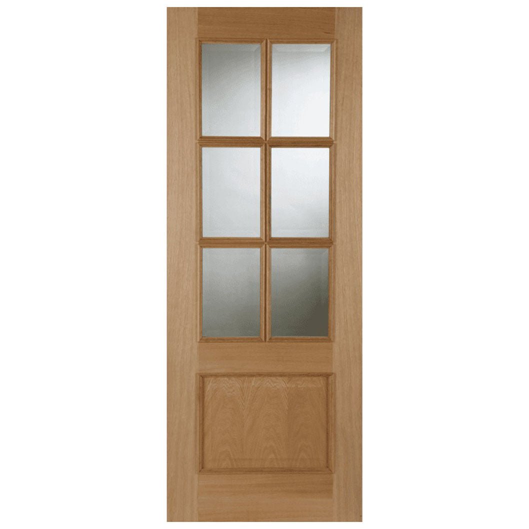 Mendes Oak Iris 6 Light Clear Glazed Raised Mould FD30 Unfinished Door - JJ Building Materials