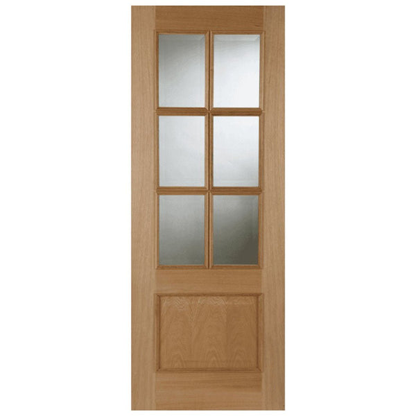 Mendes Oak Iris 6 Light Clear Glazed Raised Mould FD30 Unfinished Door - JJ Building Materials