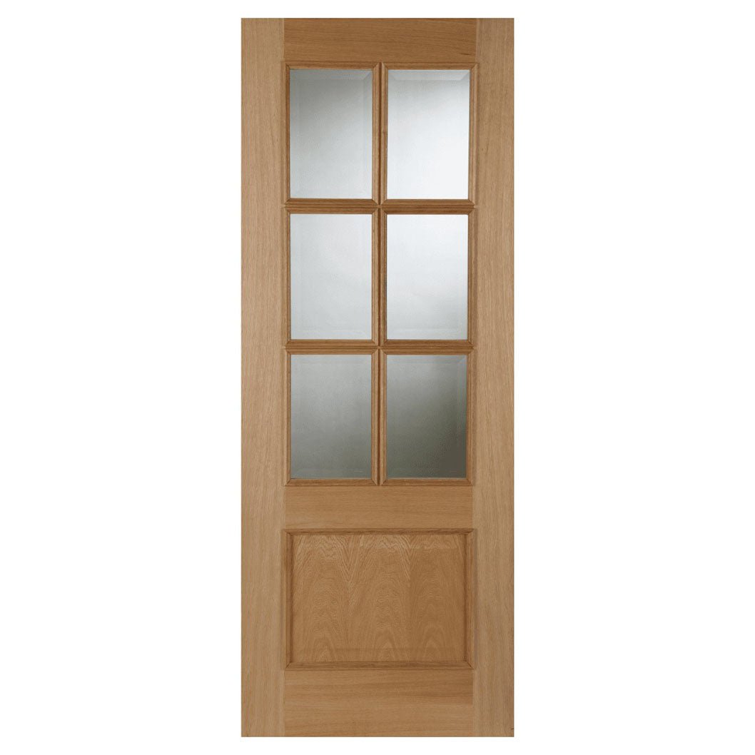 Mendes Oak Iris 6 Light Clear Glazed Raised Mould Unfinished Door - JJ Building Materials