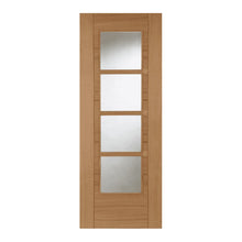 Mendes Oak Iseo Central 4 Light Clear Glazed Quarter Cut FD30 Prefinished Door - JJ Building Materials