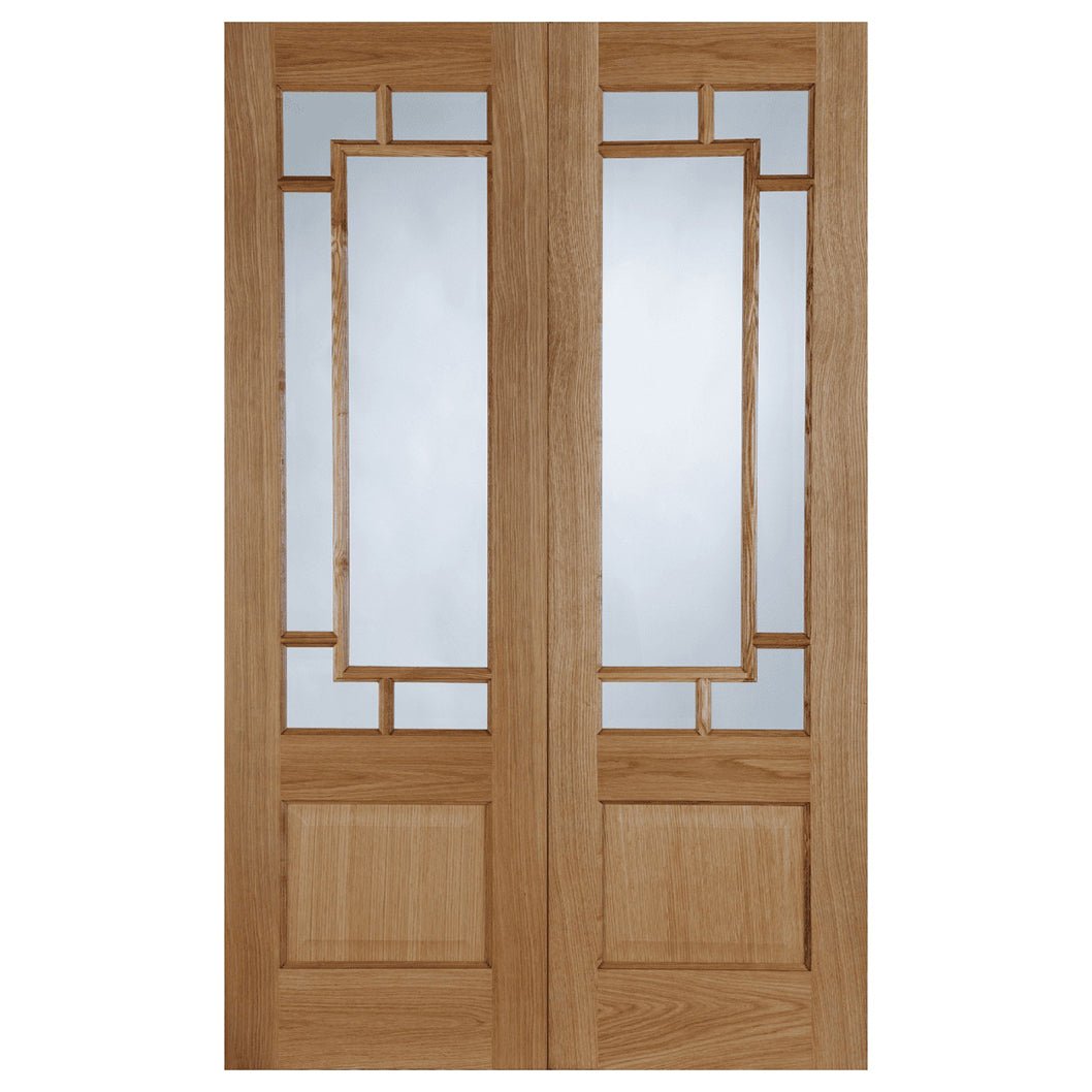 Mendes Oak Orient Clear Glazed Rebated Pair (Rhpo) Prefinished Door - JJ Building Materials