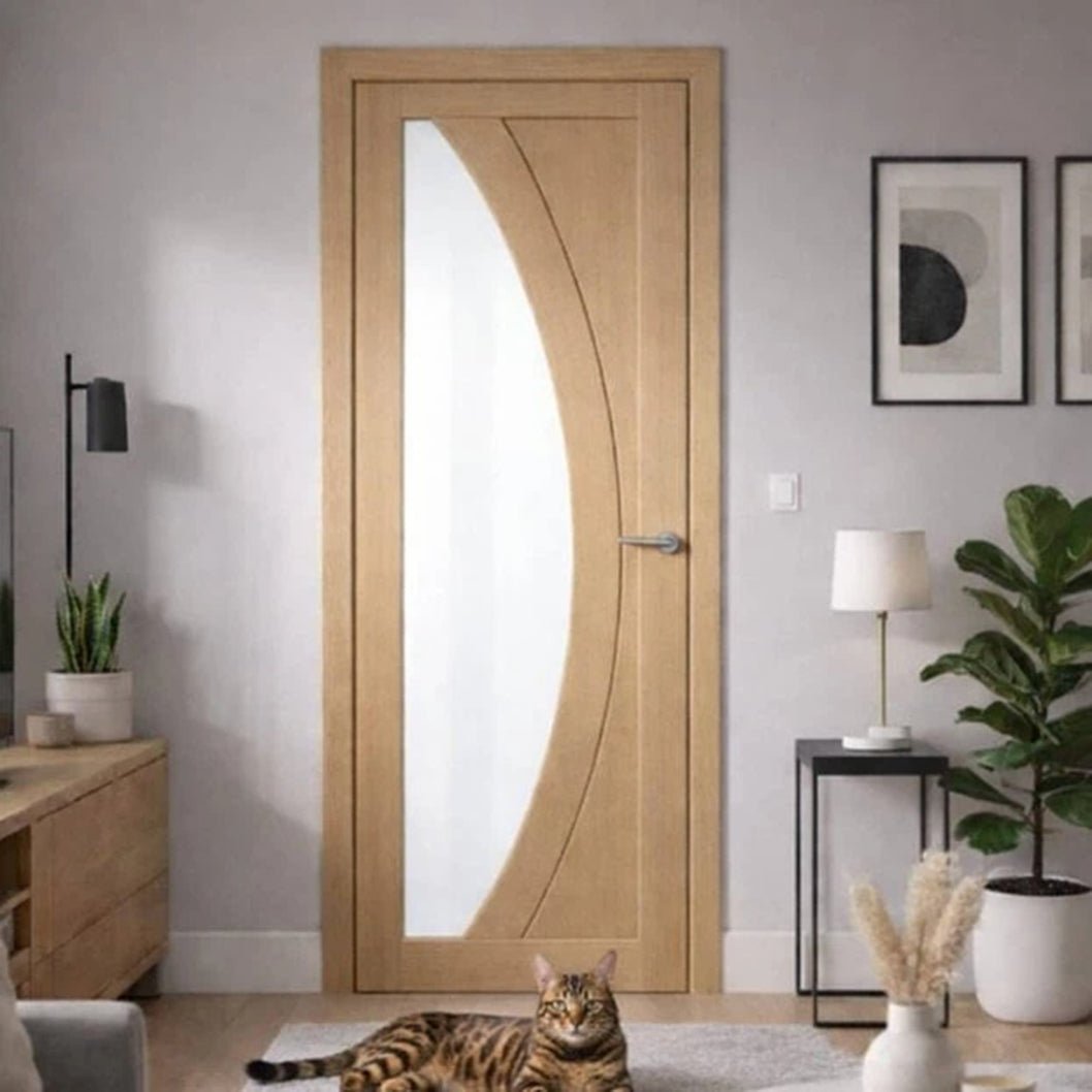Mendes Oak Sorrento 1 Light Clear Glazed Prefinished Door - JJ Building Materials