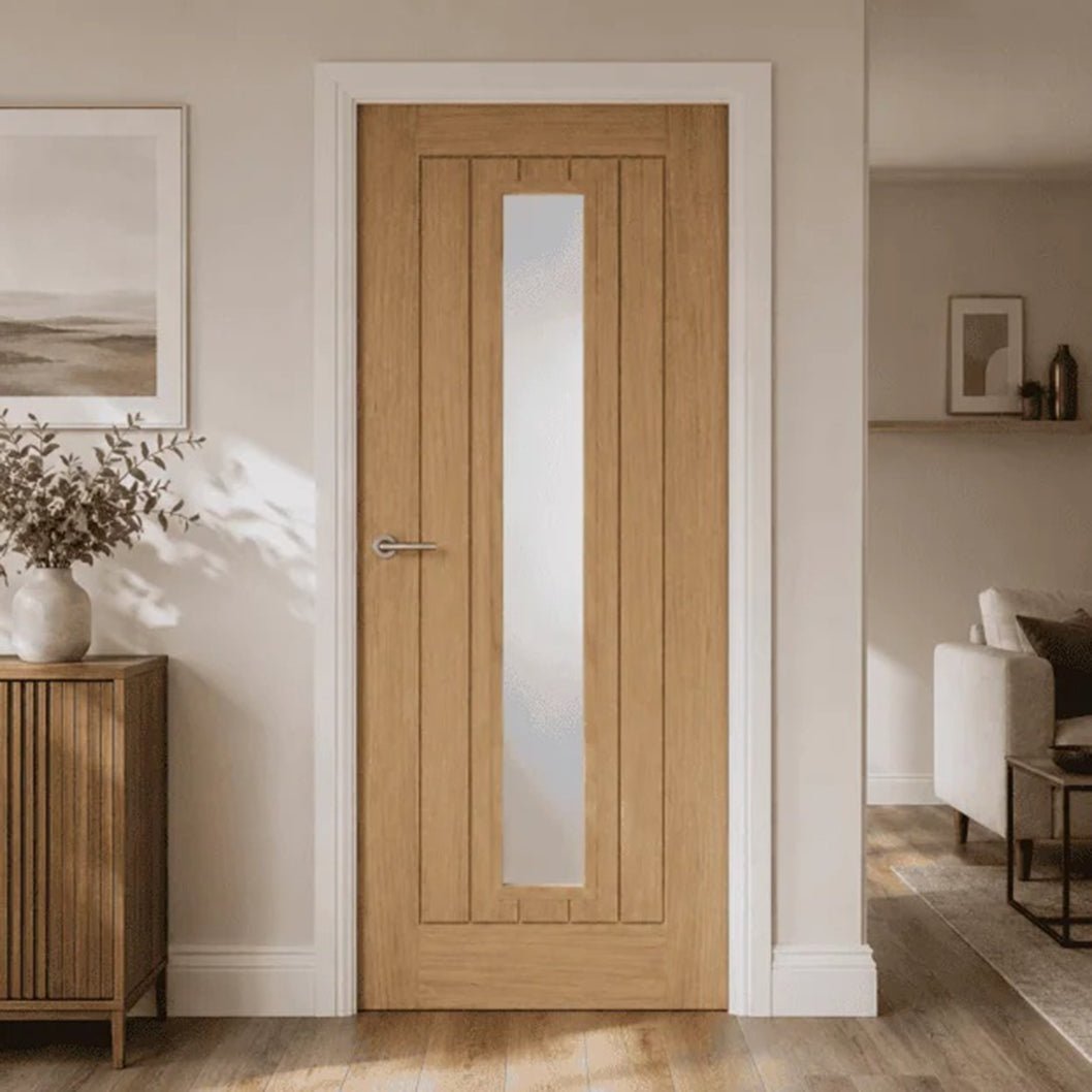 Mendes Oak Tuscany 1 Light Glazed Prefinished Door - JJ Building Materials