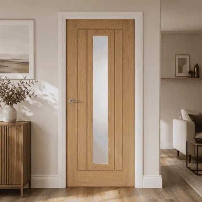 Mendes Oak Tuscany 1 Light Glazed Prefinished Door - JJ Building Materials
