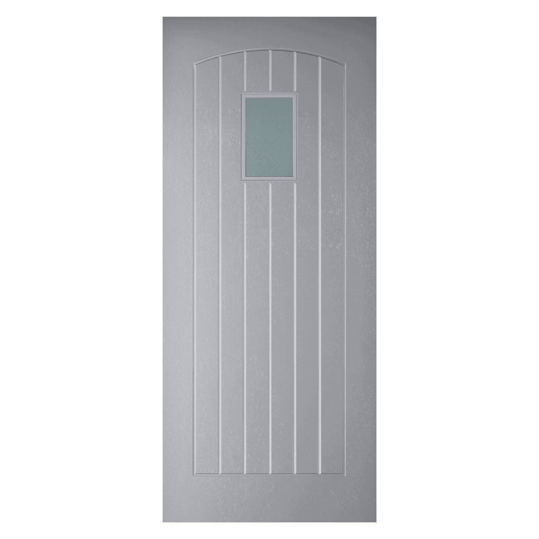 Mendes Thermawood Devon (Osbcure Glass) Grey Primed Door - JJ Building Materials