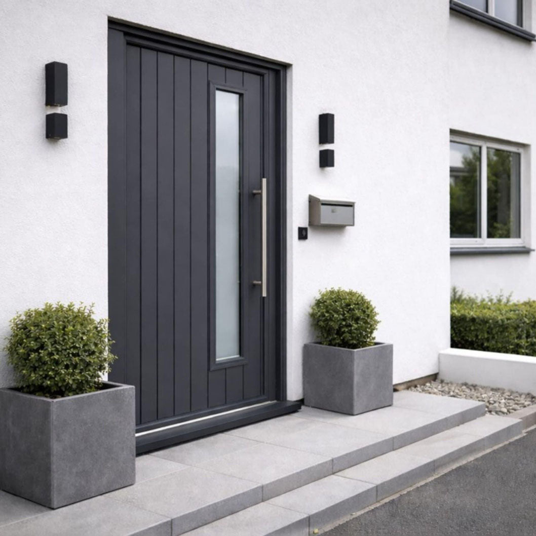 Mendes Thermawood Surrey (Obscure Glass) Grey Primed Door - JJ Building Materials