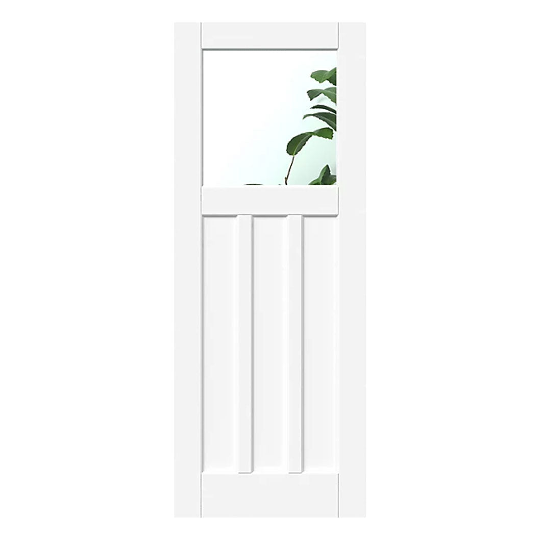 Mendes White 1930 3 Panel 1 Light Glazed Primed Trade Door - JJ Building Materials