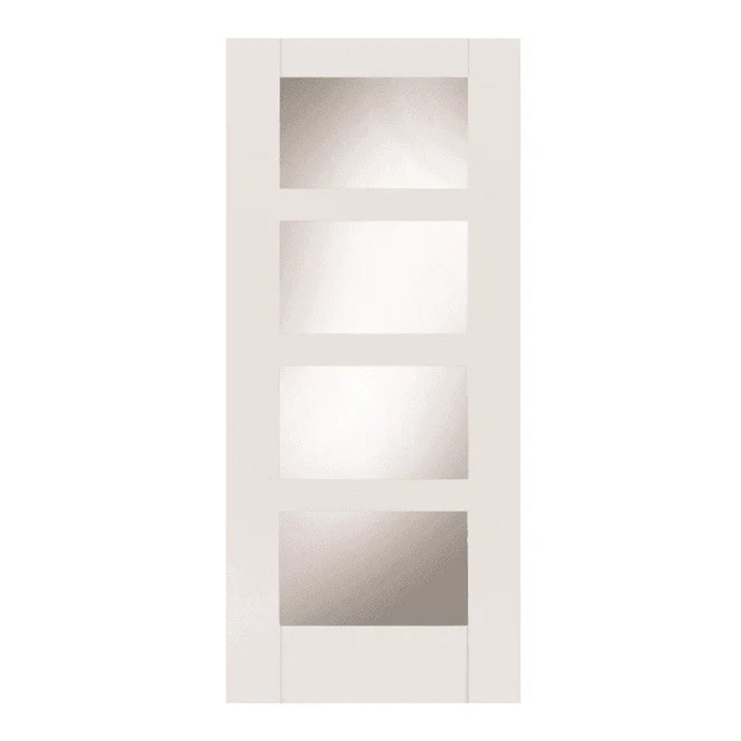 Mendes White Contemporary 4 Light Clear Glazed Door - JJ Building Materials