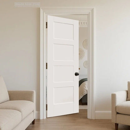 Mendes White Contemporary 4 Panel FD30 Door - JJ Building Materials