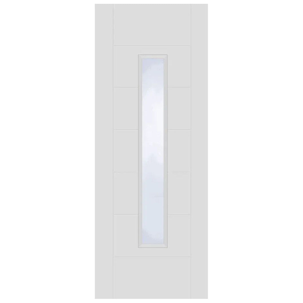 Mendes White Corsica 18G Light Obscure Glazed FD30 Primed Trade Door - JJ Building Materials