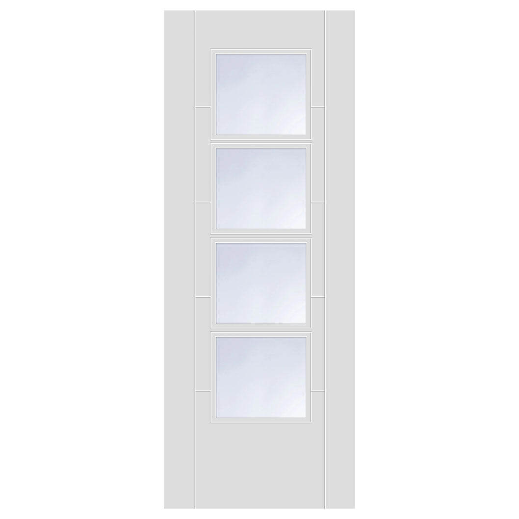 Mendes White Iseo 4 Light Clear Glazed Semi Solid Primed Trade Door - JJ Building Materials