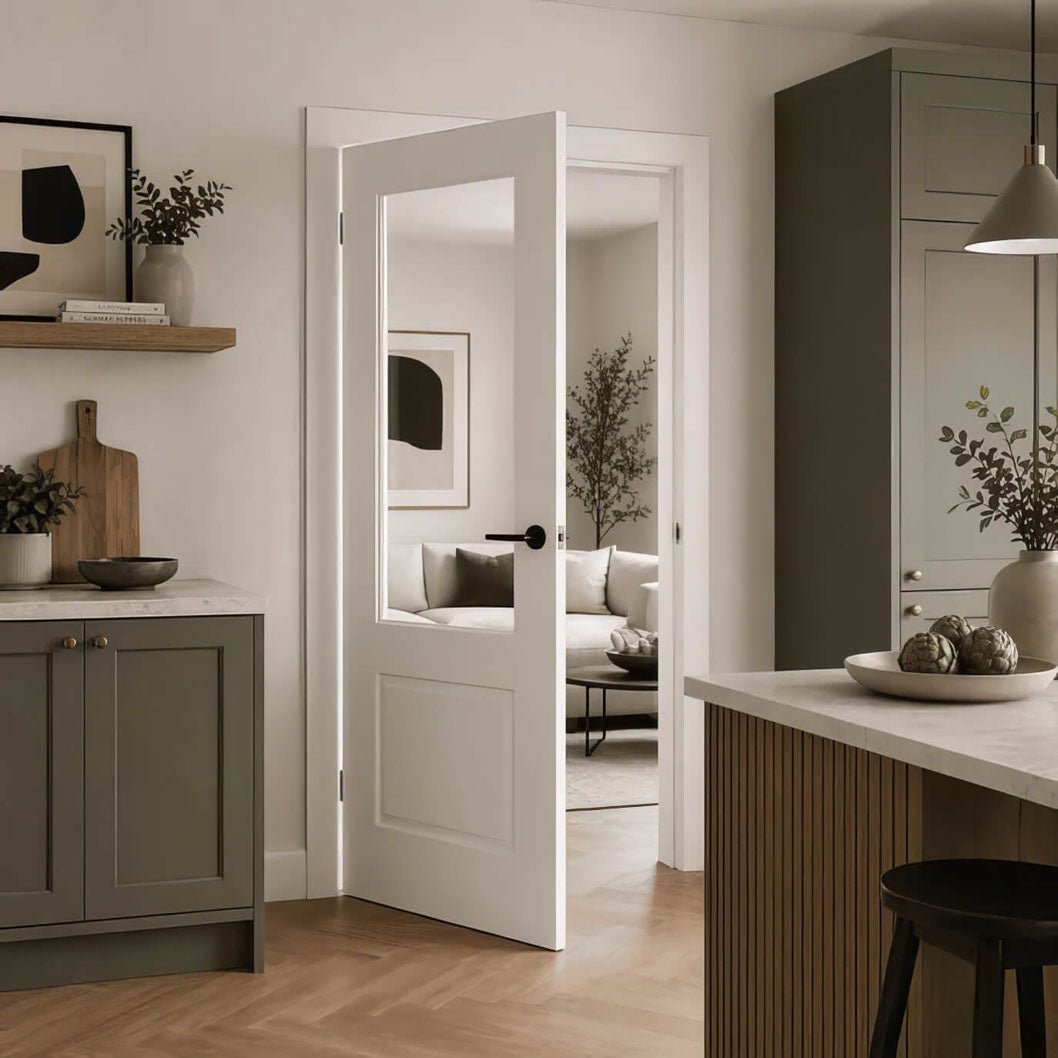 Mendes White Laminate 1 Panel 1 Light Clear Glazed Door - JJ Building Materials