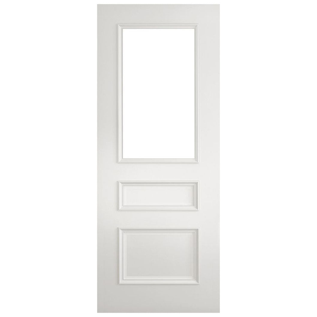 Mendes White Primed Mayfair 2 Panel 1 Light Clear Glazed Raised Mould FD30 Door - JJ Building Materials