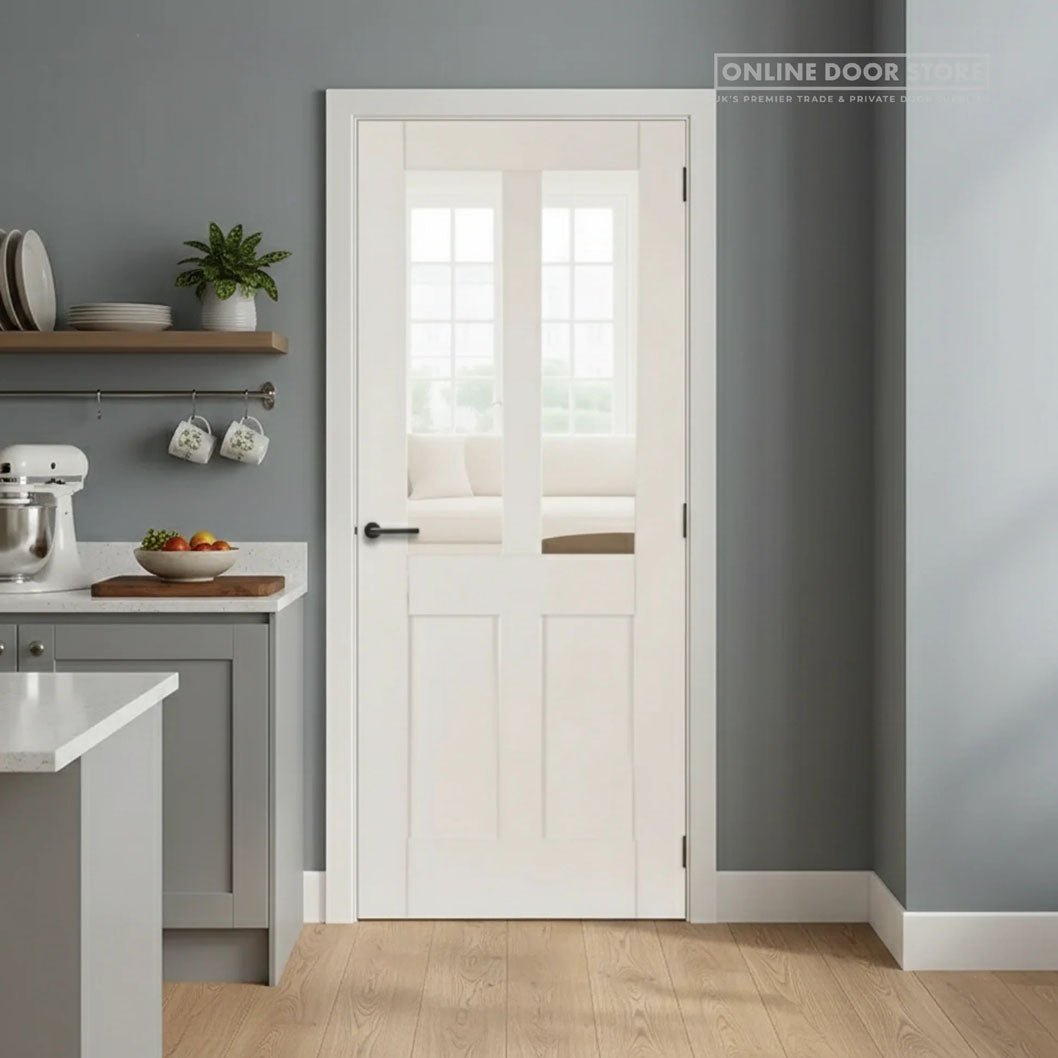 Mendes White Shaker 2 Panel 2 Light Clear Glazed Door - JJ Building Materials