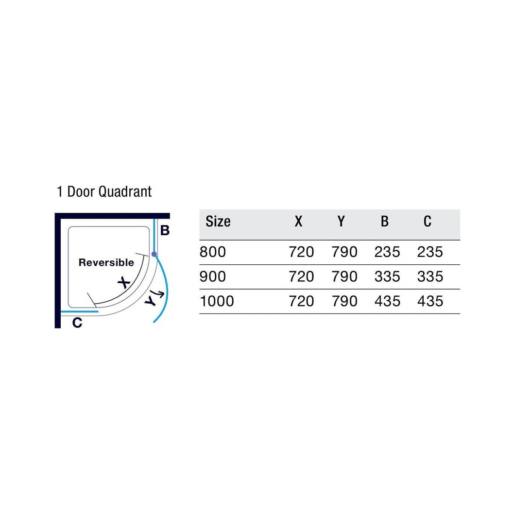 Merlyn 8 Series Frameless 1 Door Quadrant - JJ Building Materials