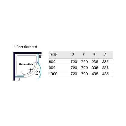 Merlyn 8 Series Frameless 1 Door Quadrant - JJ Building Materials
