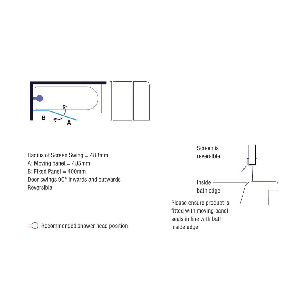 Merlyn Ionic 2 Panel Curved Bathscreen - JJ Building Materials