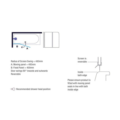 Merlyn Ionic 2 Panel Curved Bathscreen - JJ Building Materials