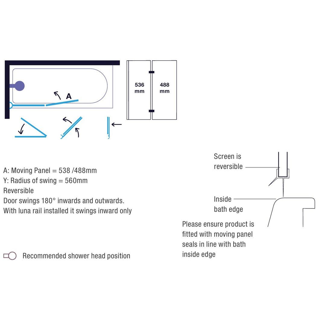 Merlyn Ionic 2 Panel Folding Bathscreen - JJ Building Materials