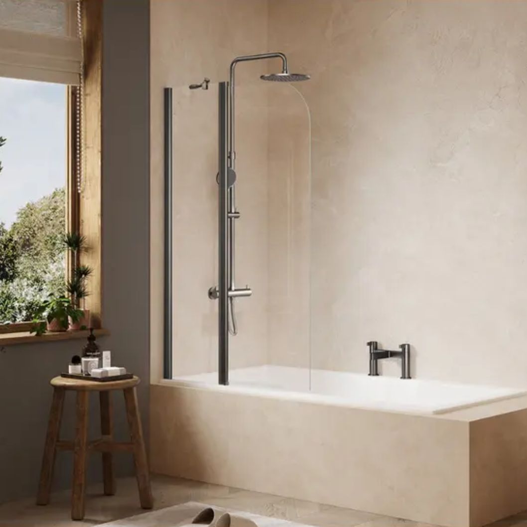 Merlyn Ionic 2 Panel Folding Curved Bathscreen - JJ Building Materials