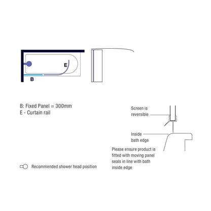 Merlyn Ionic Curtain Rail 300 x 1500 mm - JJ Building Materials