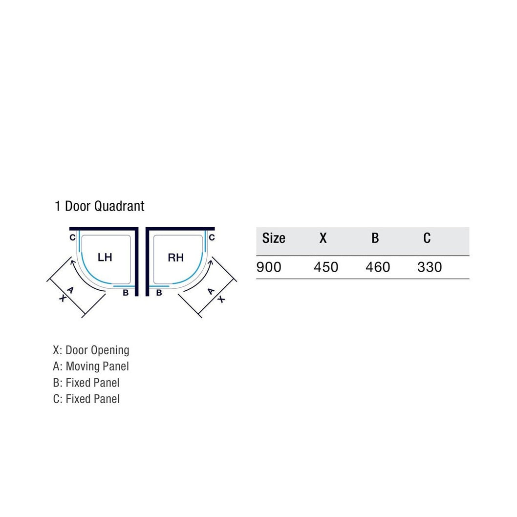 Merlyn Ionic Essence Framed 1 Door Offset Quadrant - JJ Building Materials