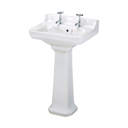Hudson Reed Richmond 560mm Basin (2 Tap Hole) Trad White Vitreous China 266x560x450mm