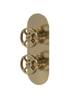 Nui 1 Outlet Valves Twin Valve Traditional Brushed Brass Brass ABS 215x80x136mm - JJ Building Materials