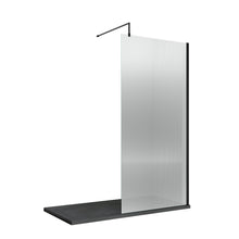Nui 1000mm Fluted Wetroom Screen With Support Bar Contemporary Matt Black Aluminium 1850x1000x13mm - JJ Building Materials