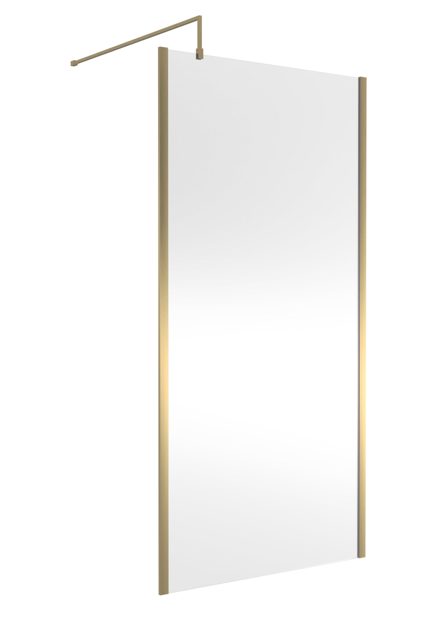Nui 1000mm Outer Framed Wetroom Screen With Support Bar Contemporary Brushed Brass Aluminium 1850x1000x14mm - JJ Building Materials